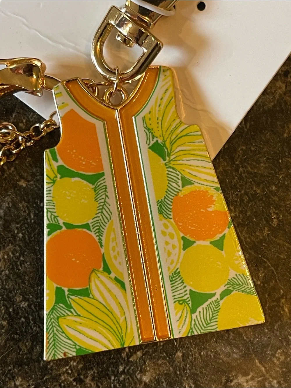 Lilly Pulitzer Gold-tone Citrus Pineapple Charm Keychain